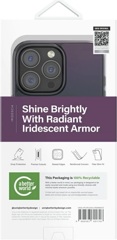 Mbështjellës UNIQ Iridescia Magclick Charging për iPhone 16 Pro Max, i zi