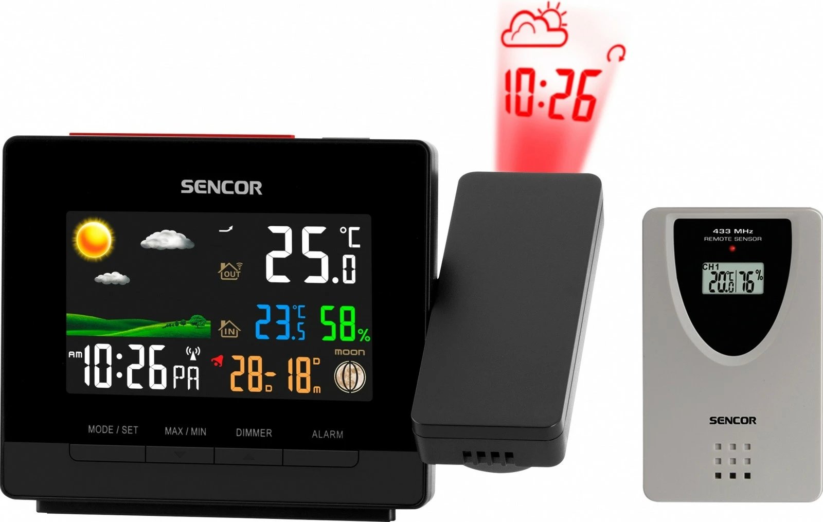 Stacion moti Sencor SWS 5400 me projektor, i zi, shumëngjyrësh