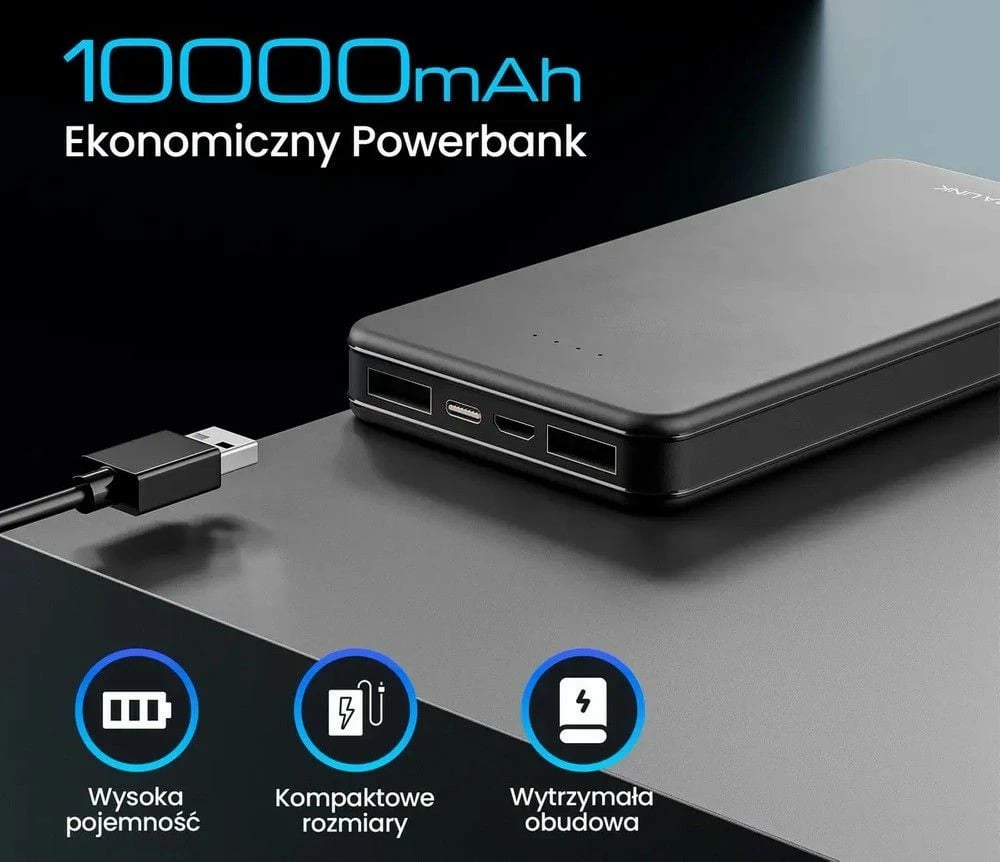 Powerbank Extralink EPB-078B, 10000 mAh, e zezë