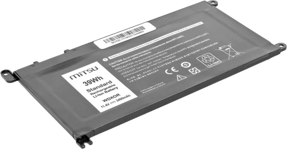 Bateri laptop Mitsu BC/DE-17H për Dell Vostro 14 (5468), Inspiron 15 (5568), 3400mAh, 11.4V