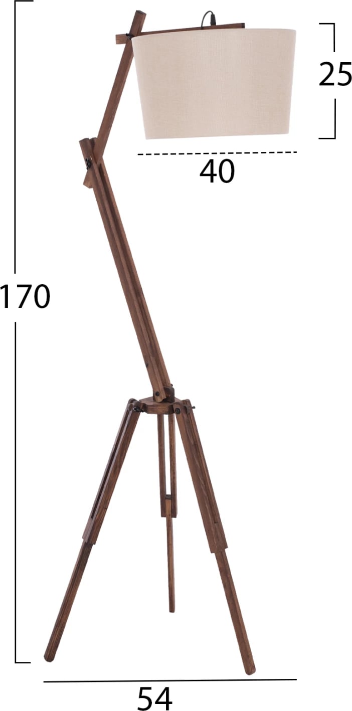 Llambë dyshemeje CRANE me tripod dhe krah, kapak bezhë, 54x54x170 cm, FH7694.01