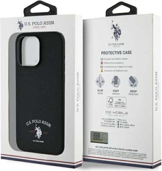 Mbështjellës U.S. Polo Assn. USHCP15XPARK për iPhone 15 Pro Max 6.7", i zi