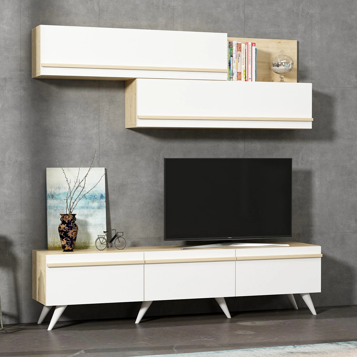 Komodë TV Skye Decor, Amsterdam - ngjyrë safir, e bardhë