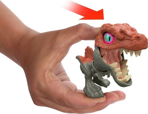 Figurinë aksioni Jurassic World Mighty Little Biters Mattel JFC86/JFC88, 7 cm, portokalli/gri