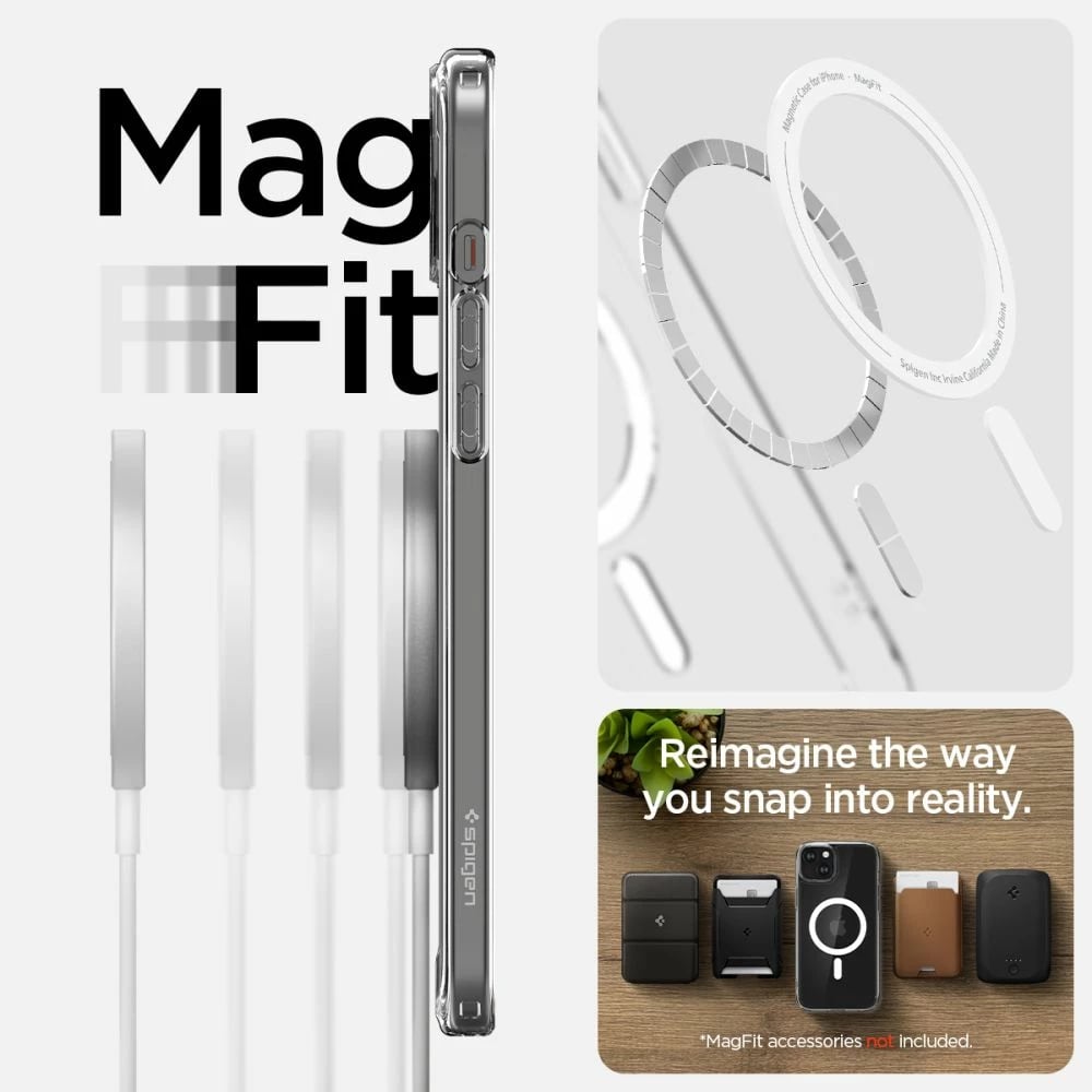 Mbështjellës Spigen Ultra Hybrid Mag për iPhone 15, MagSafe, Transparent/Bardhë
