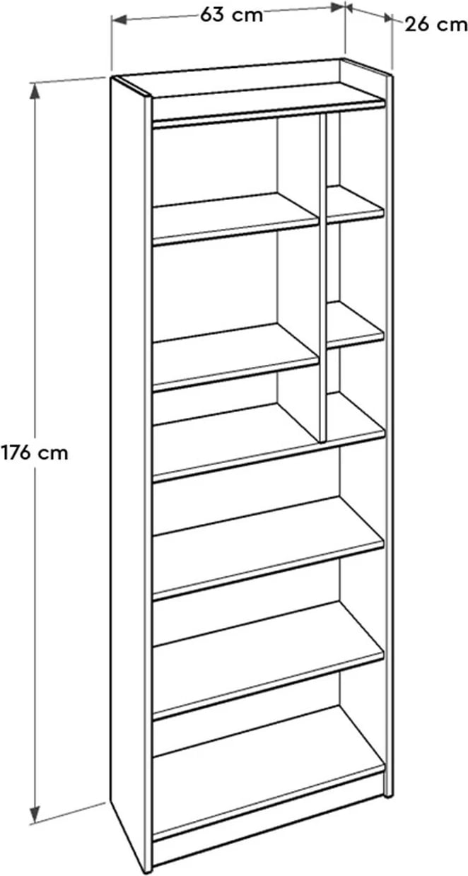 Raft librash Hanah Home, Ktp-779-Sd-1, ngjyrë sonomo dhe e bardhë, 63x176x26cm