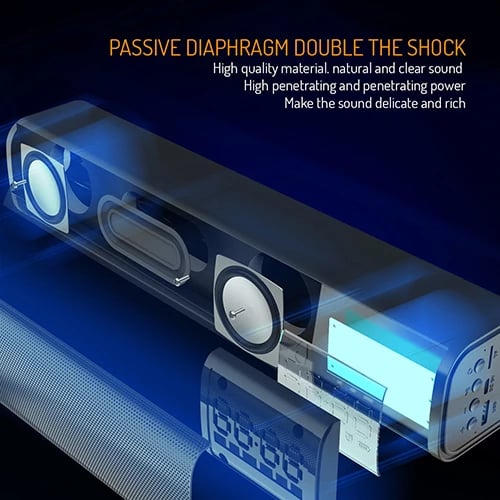 Altoparlant me orë zgjimi, Adler AD 1191, Bluetooth 5.0, stereo 2x5W, SD/USB/AUX, bateri 1200 mAh, i zi