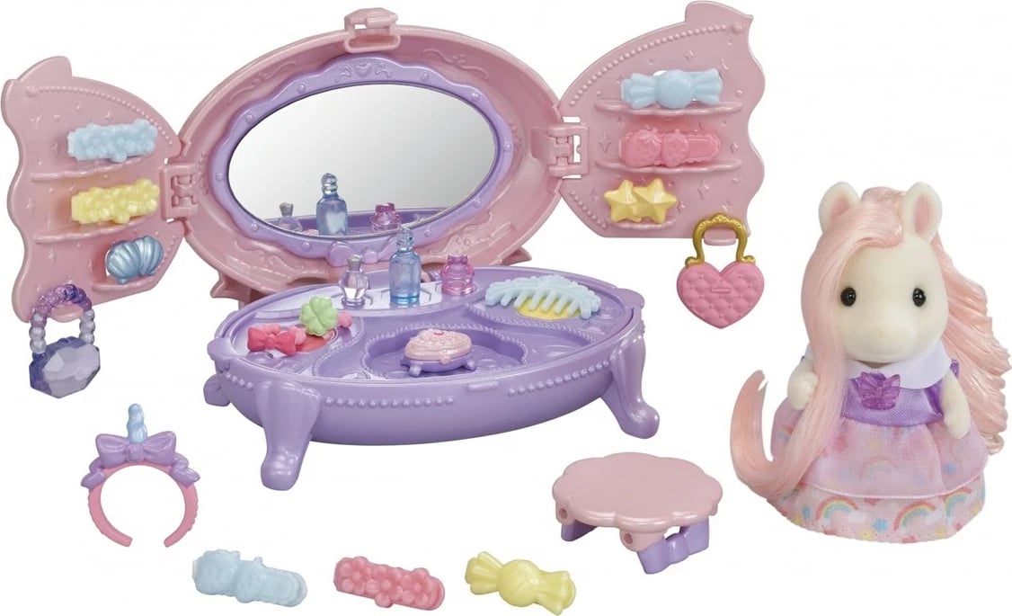 Set lodrash Sylvanian Families Pony's Vanity Dresser, shumëngjyrësh Set lodrash Sylvanian Families Pony's Vanity Dresser, shumëngjyrësh