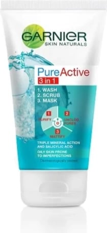 Maskë për pastrimin e fytyrës Gar.Cl.Pure Active 3In1, 150ml