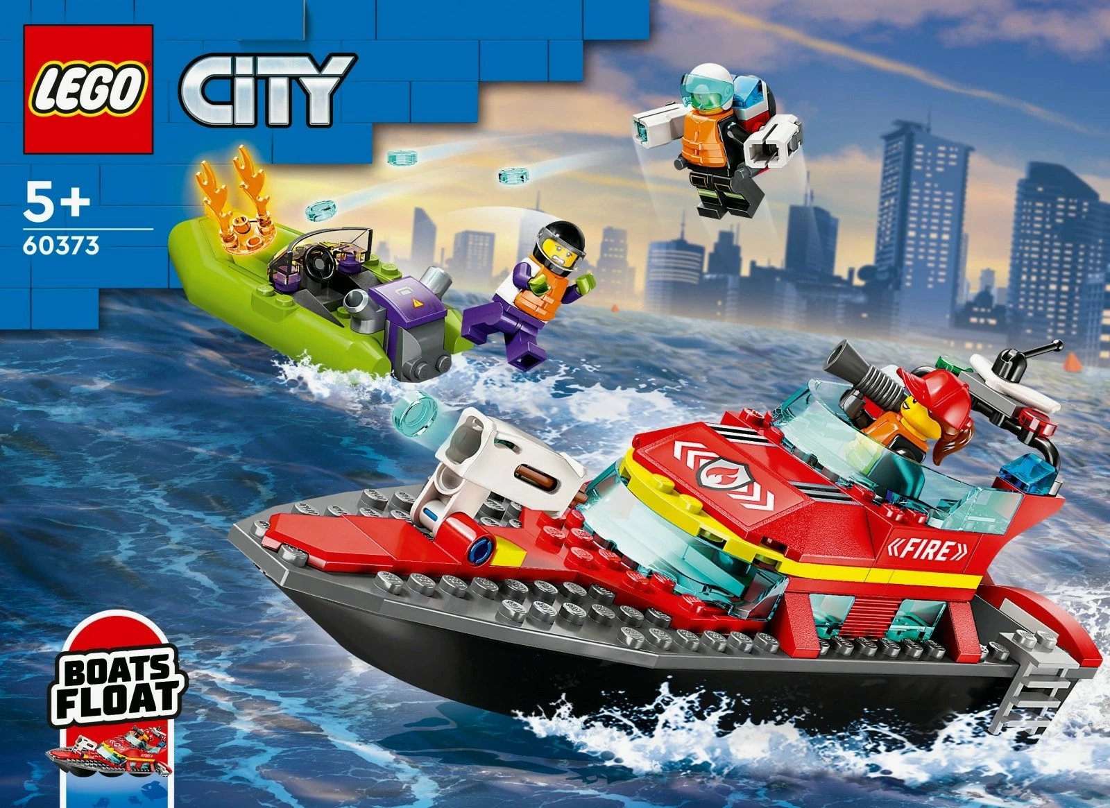 Set ndërtimi LEGO City Fire Boat 60373, 144 pjesë, për fëmijë