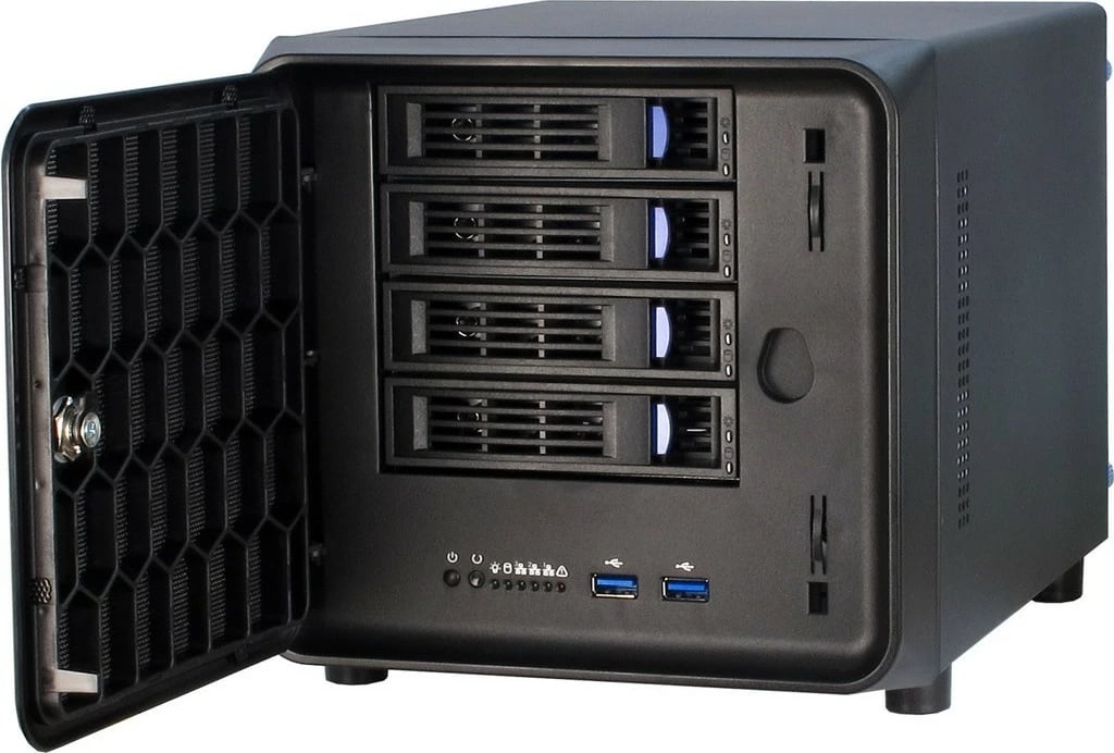 Kasë Inter-Tech IPC SC-4100 NAS, Mini-ITX, 4x 3.5"/2.5", rack 1U, e zezë