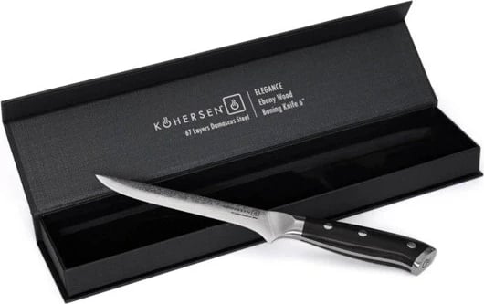 Thikë kuzhine KOHERSEN Elegance Ebony Wood, 15.2 cm, çelik Damask, dorezë dru e zezë