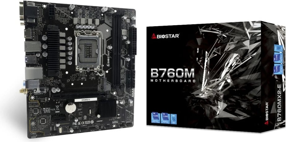 Pllakë amë Biostar B760MX2-E, Intel, LGA 1700, DDR4-SDRAM, 64 GB, micro ATX