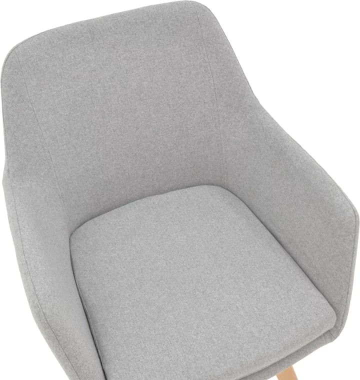 Fotel Safira, material stof, këmbë druri natyrale, gri, 57x58x84cm