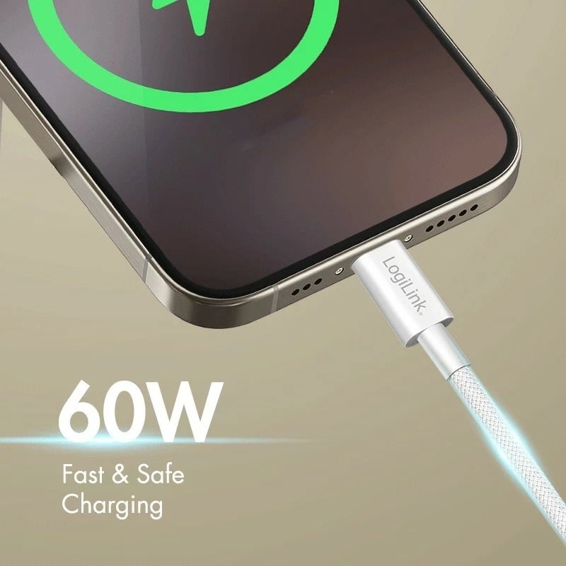 Kabëll USB-A në USB-C LogiLink 0.5m, najlon, verdhë