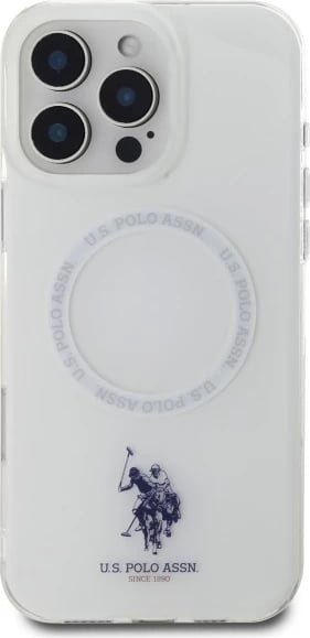 Mbështjellës U.S. Polo Assn. IML Ring MagSafe për iPhone 16 Pro Max, Bardhë