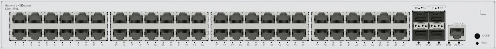 Switch HUAWEI eKit S310-48P4S, Managed, L2+, Gigabit Ethernet, PoE, Rack 1U, Gri