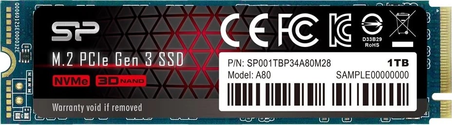 Kartë PCI Express 3.0 SSD Silicon Power P34A80 M2, 1024 GB