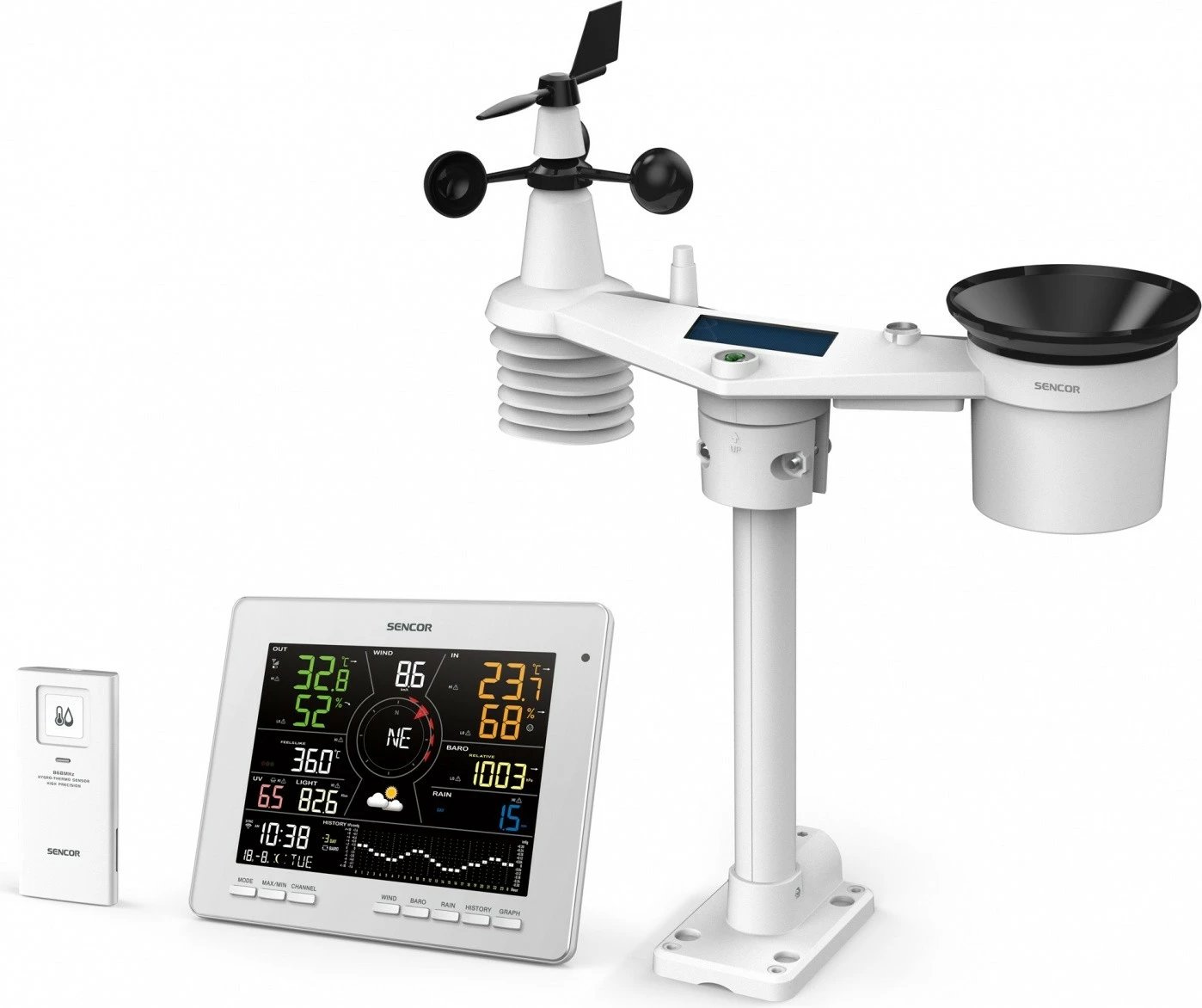Stacion moti SMART Sencor SWS 16600 WiFi SH, me sensor 7-në-1 dhe TH, i bardhë