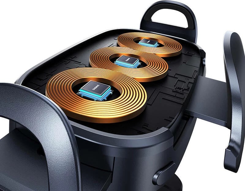 Mbajtës veture me karikues induktiv Baseus LightChaser, 15W, i zi