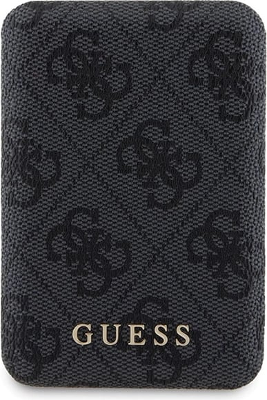 Mbështjellës Guess 4G Metal Logo me powerbank MagSafe 5000mAh për iPhone 14 Pro Max, Zi, Set