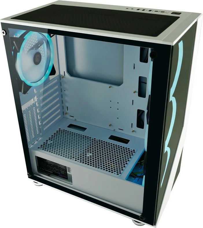 Kasë LC-Power Gaming 803W RGB, Midi Tower, xham i temperuar, e zezë/e bardhë