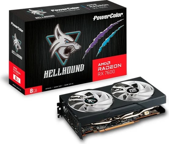 Kartelë grafike PowerColor Hellhound RX 7600, 8 GB, GDDR6, PCI Express 4.0, e zezë