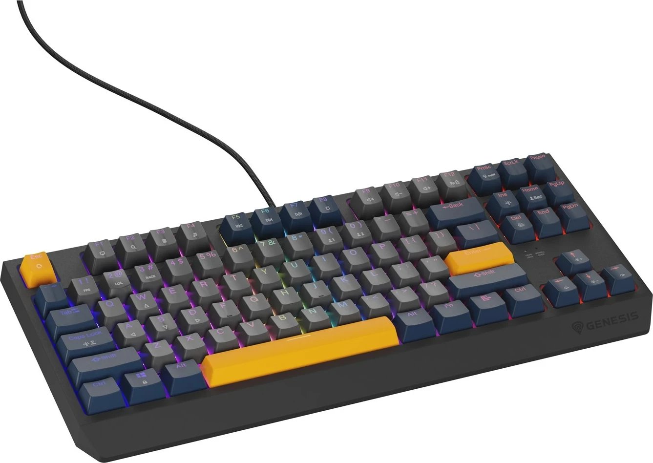 Tastierë gaming GENESIS Thor 230 TKL, mekanike, RGB LED, USB, Kaltër