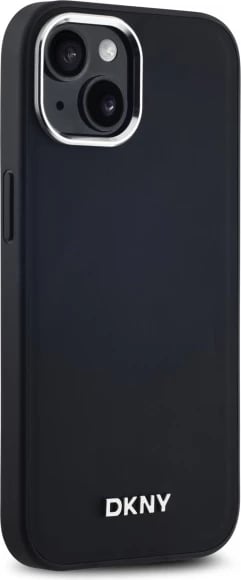 Mbështjellës DKNY Plain Logo MagSafe për iPhone 15, i zi