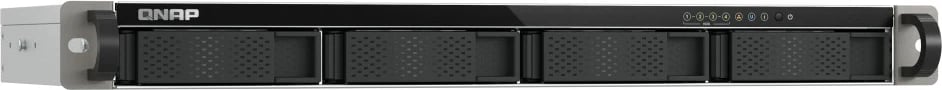 NAS QNAP TS-433eU, 4 slote, 4 GB RAM, Rack 1U, Pa disqe, Dy porta 2.5GbE, Zi