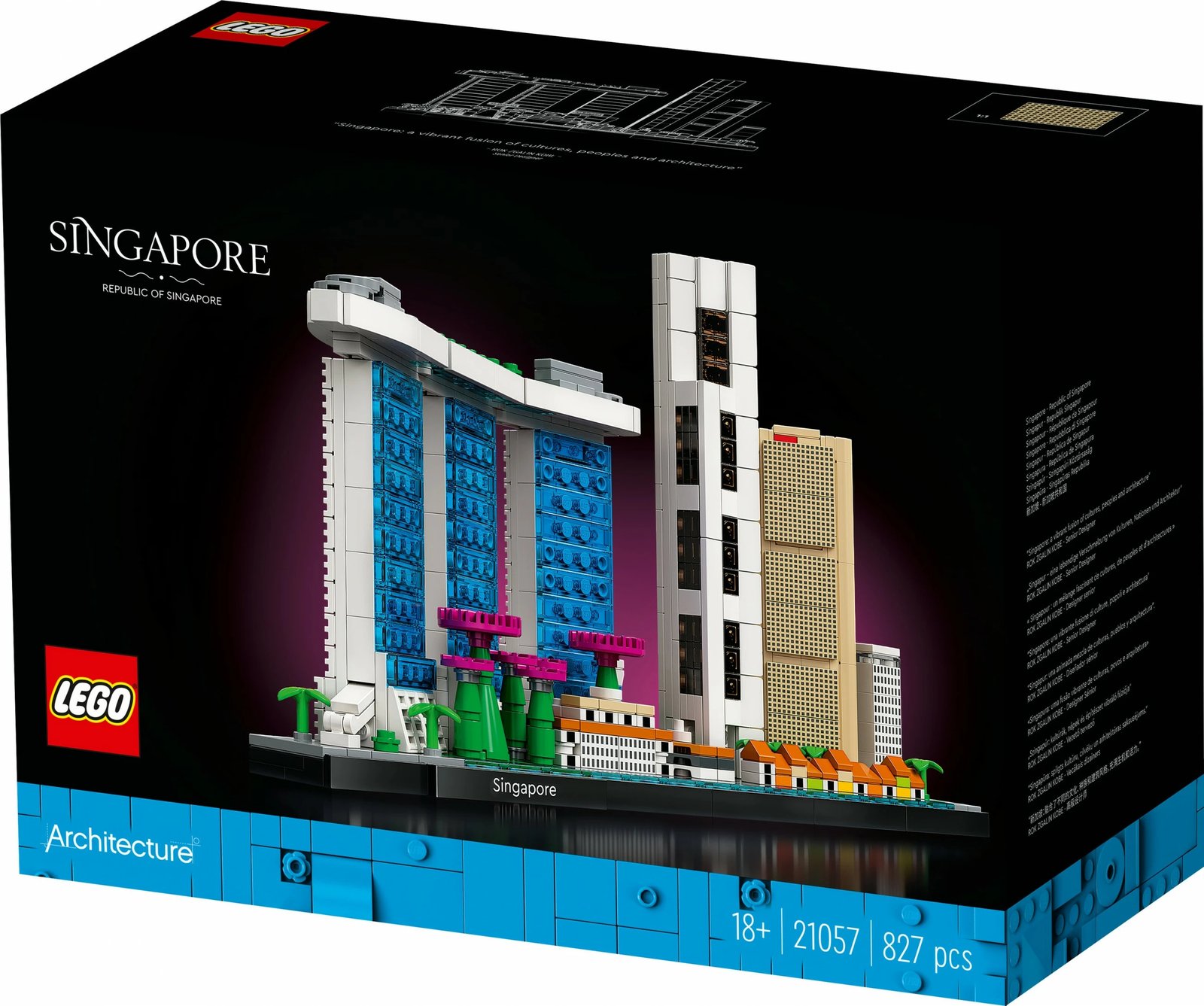 Set ndërtimi LEGO Architecture 21057 Singapur, 827 pjesë, multikolor