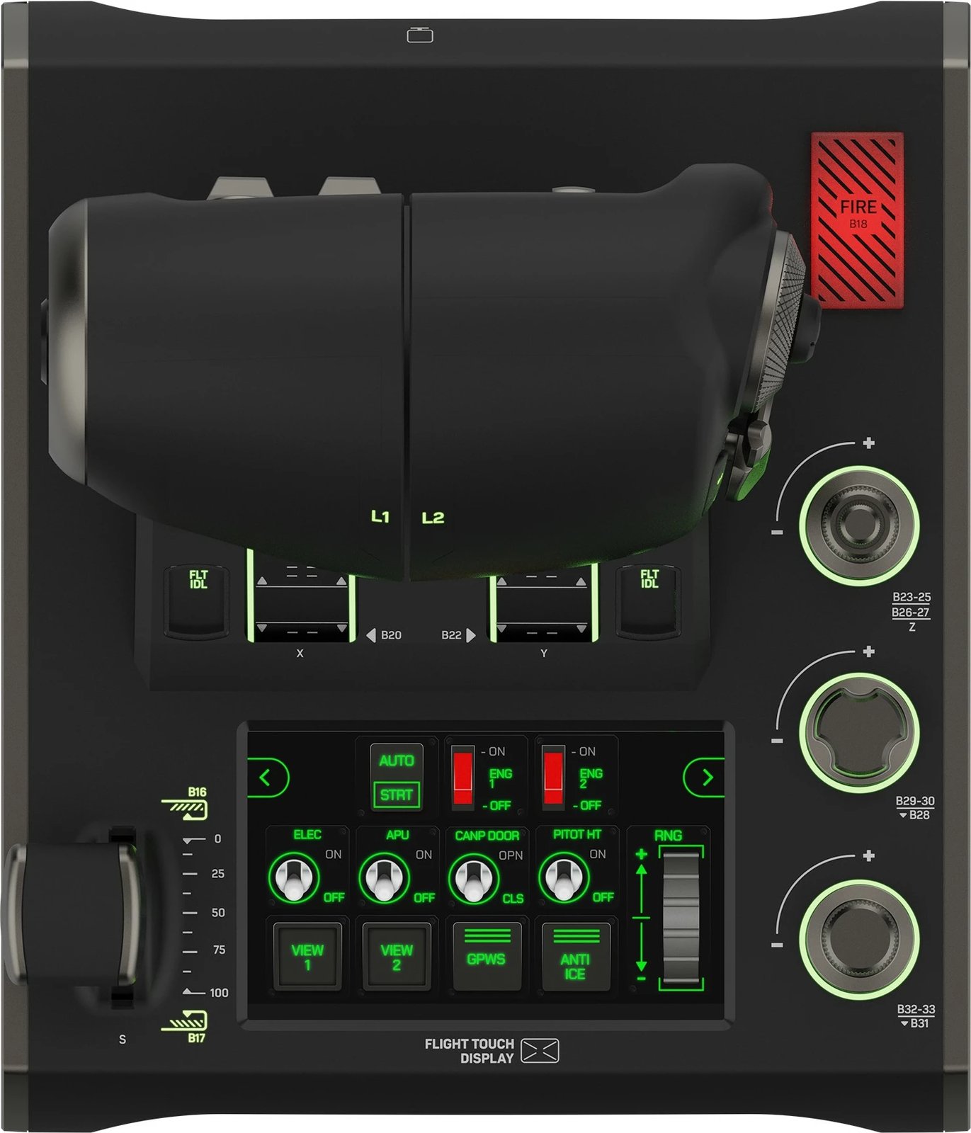 Joystick Turtle Beach VelocityOne Flightstick, PC, me ekran OLED, me kabllo, i zi