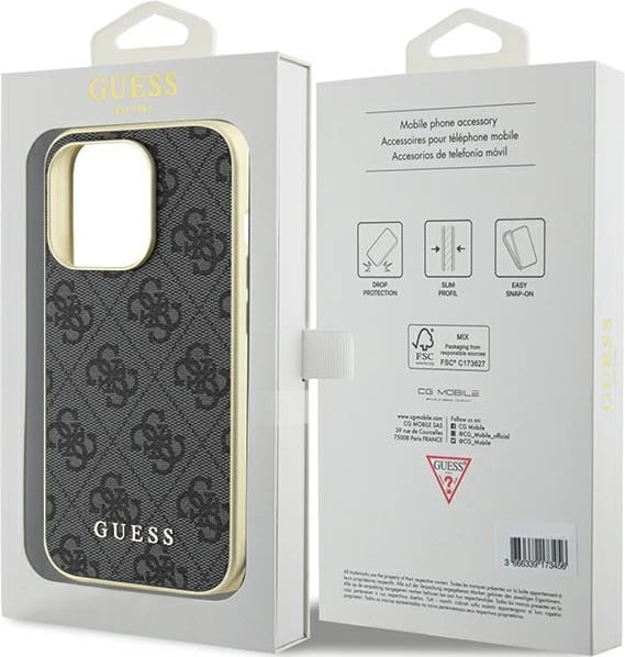 Mbështjellës Guess GUHCP15LGF4GGR për iPhone 15 Pro 6.1", 4G Charms Collection, Gri