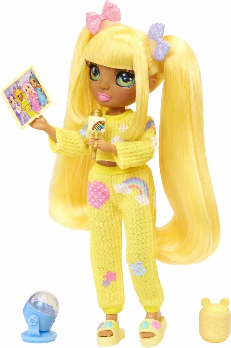 Kukull Rainbow High Junior PJ Party Sunny Yellow me aksesorë, për vajza