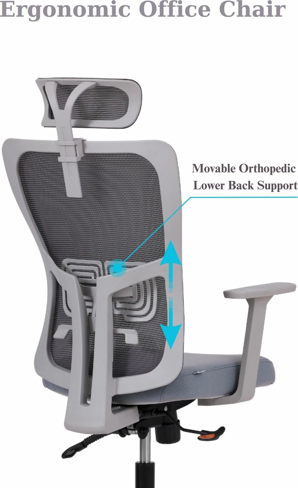Karrige zyre ergonomike, ngjyrë gri, Skye Decor, 126 cm