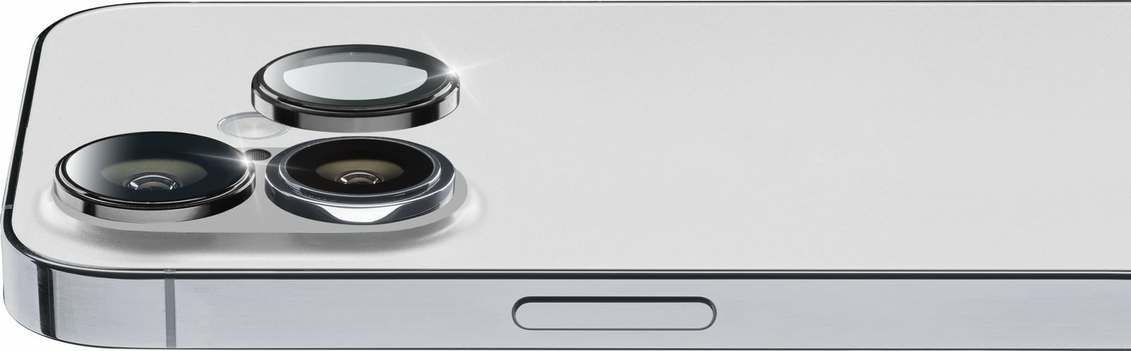 Unazë mbrojtëse kamerë Cellular Line për iPhone 16/Plus, xham i temperuar, transparente