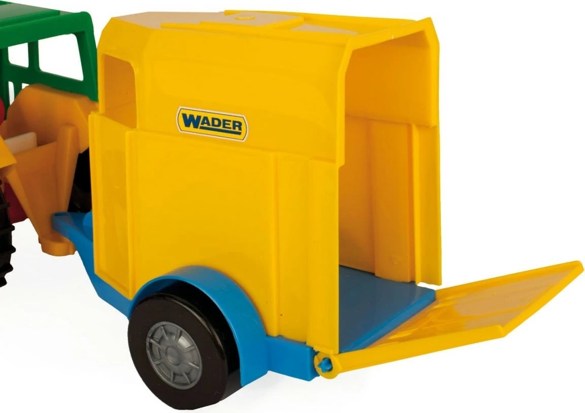 Traktor lodër Wader me rimorkio për kuaj, plastikë, Jeshile/Verdhë, set