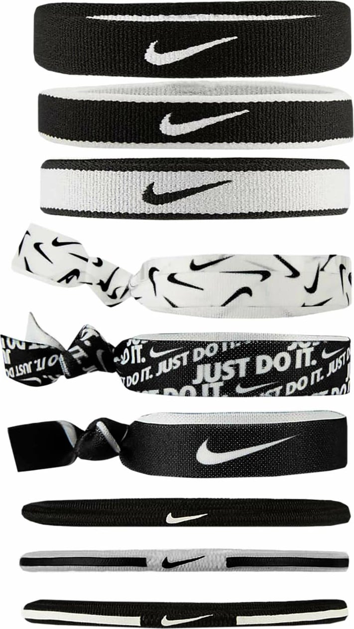Llastikë flokësh Nike për femra, të zeza dhe të bardha