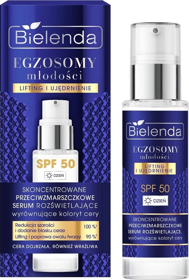 Serum për fytyrë Bielenda Youth Exosomes Concentrated Anti-Wrinkle Brightening SPF50 për femra, 30ml