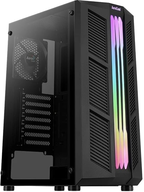 Kasë AeroCool Prime RGB, Midi Tower, ATX/Micro ATX/Mini ITX, xham i temperuar, e zezë Kasë AeroCool Prime RGB, Midi Tower, ATX/Micro ATX/Mini ITX, xham i temperuar, e zezë