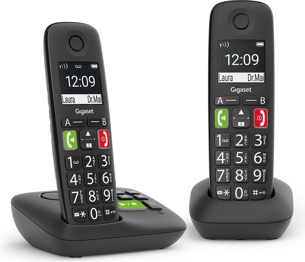 Telefon pa tela Gigaset E290A Duo, regjistrues mesazhesh, dy aparate, i zi