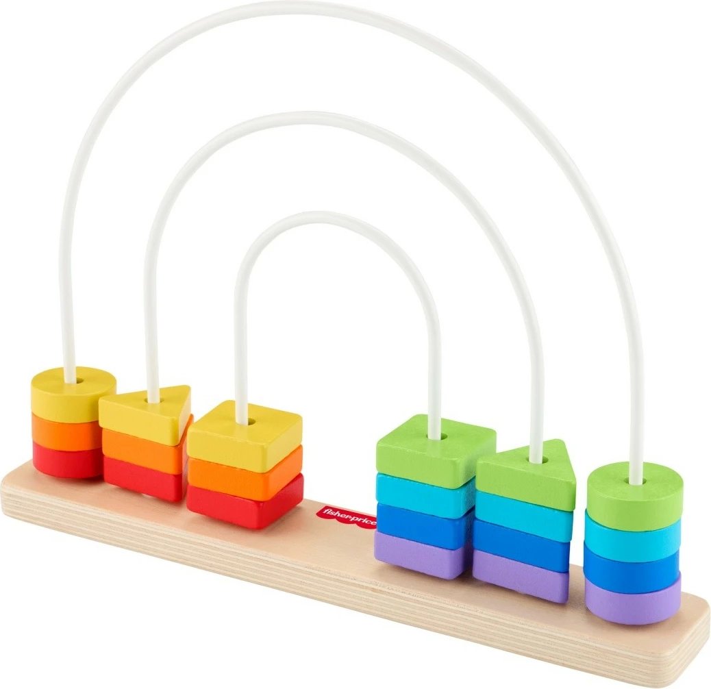 Lodër druri edukative me rruaza rrëshqitëse, Fisher-Price, JFG15, 21 elemente, multingjyrëshe