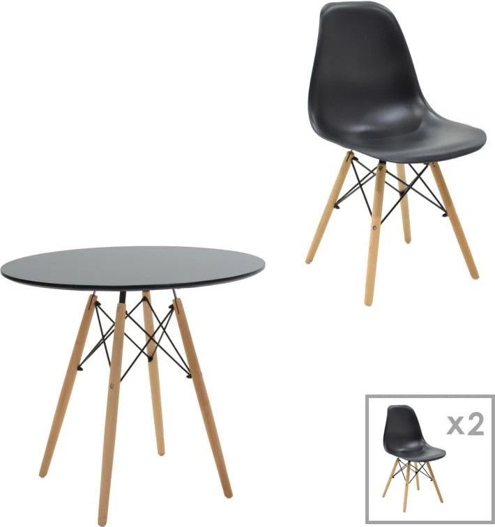 Set mobiljesh për dhomë ngrënieje studentore Julita,, 3 copë, Φ80x73cm