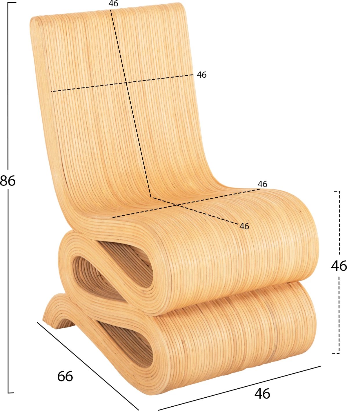 Karrige relaksuese CURVY LOUNGE2 FH9885, ratan natyral, 46x66x86H cm