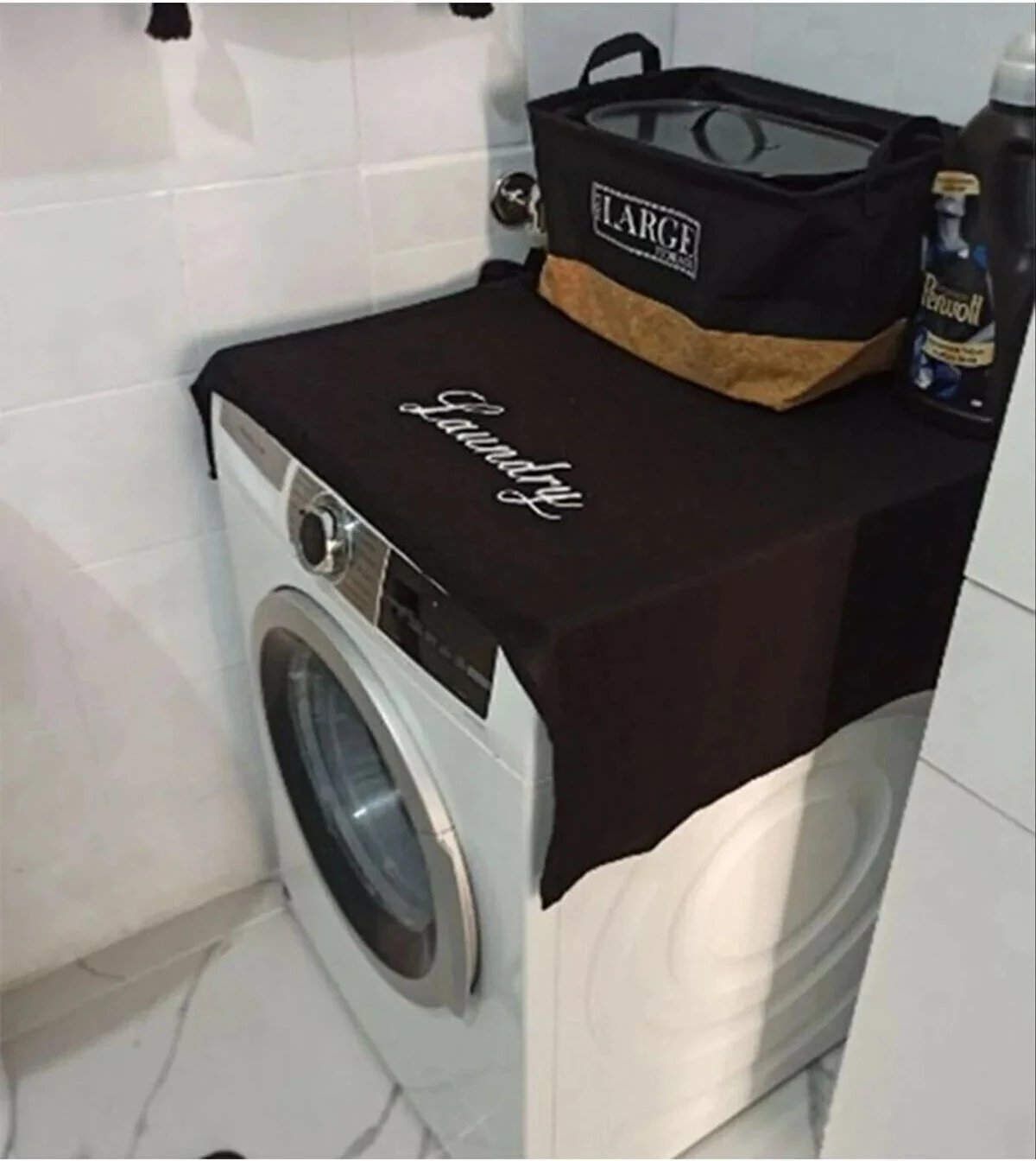 Mbulesë për lavatriçe Mijolnir, e zezë, 90x60cm