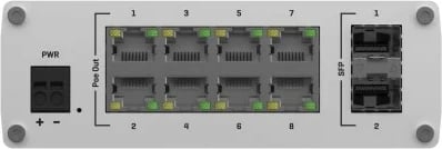 Switch industrial TELTONIKA TSW200, 8x Gigabit PoE+, 2x SFP, gri