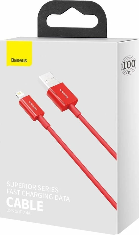 Kabllo Baseus Superior CALYS-A09, USB në Lightning, 1m, 2.4A, Kuqe