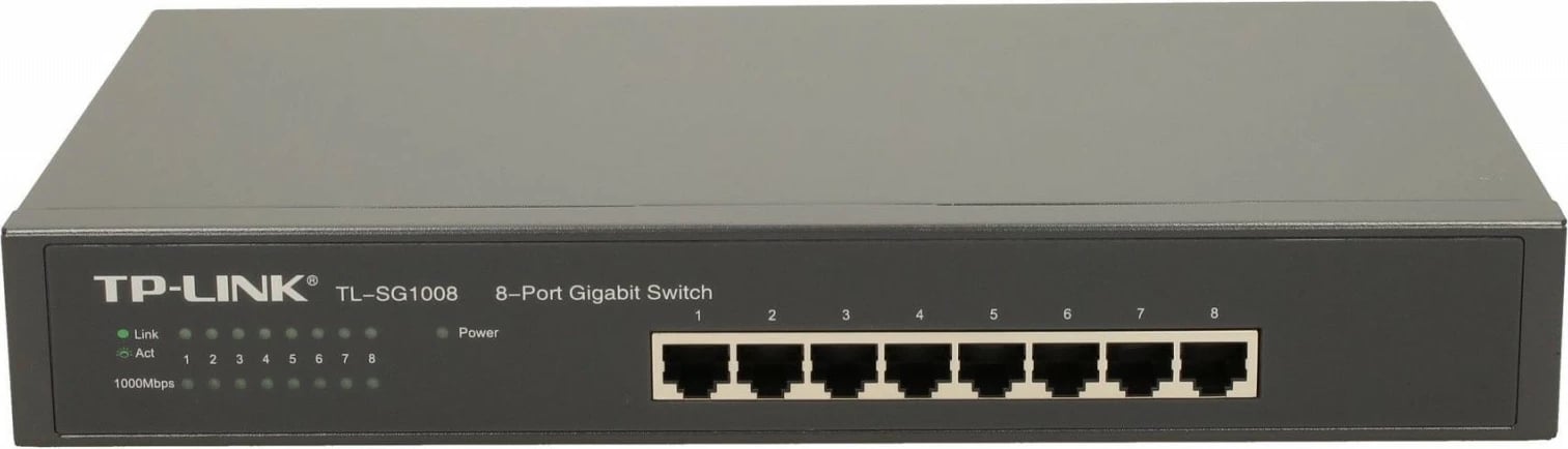 Switch TP-LINK TL-SG1008, 8 porta, Gigabit, për rack/desktop, i zi