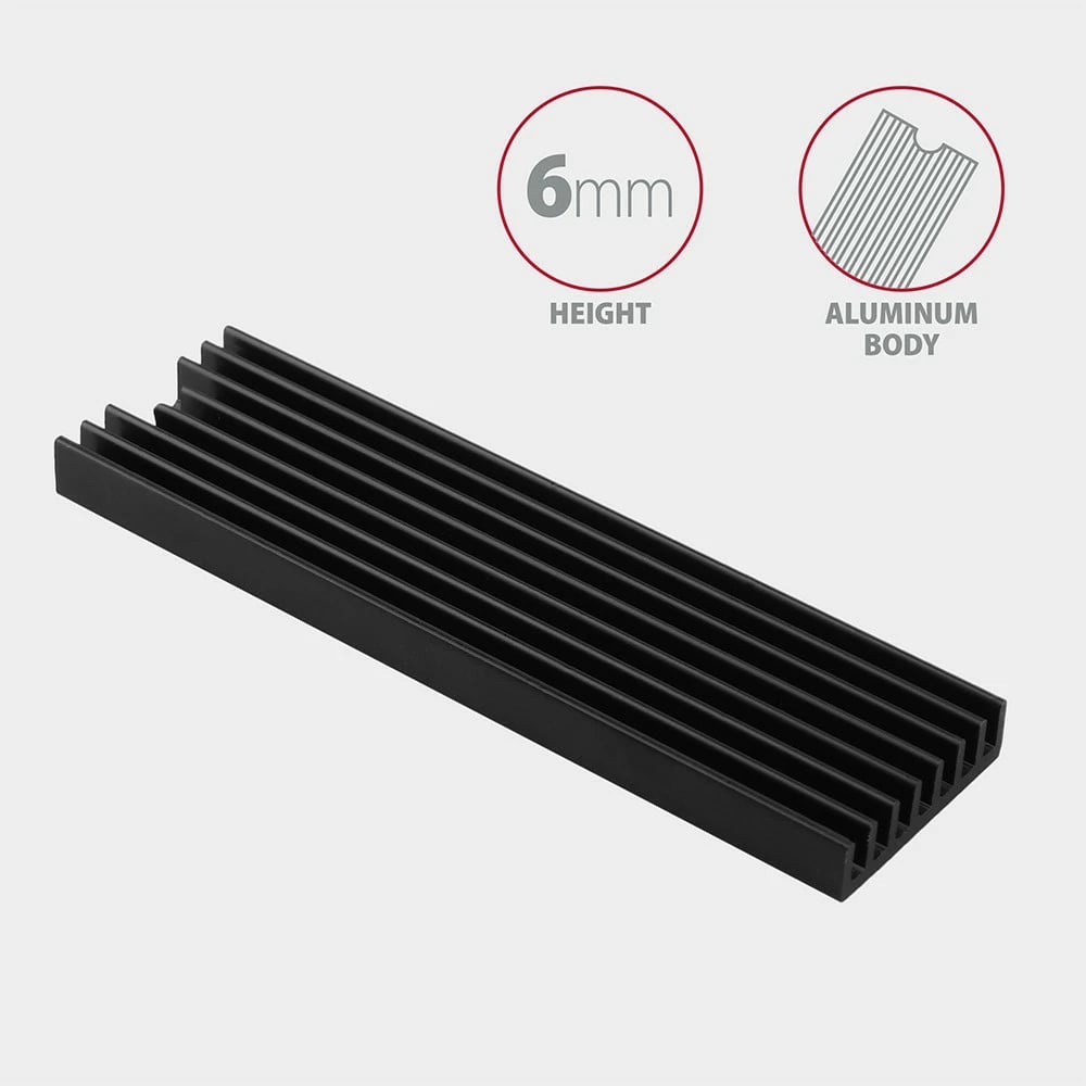 Radiator pasiv AXAGON CLR-M2L6 për SSD M.2, alumini, 22x80mm, i zi
