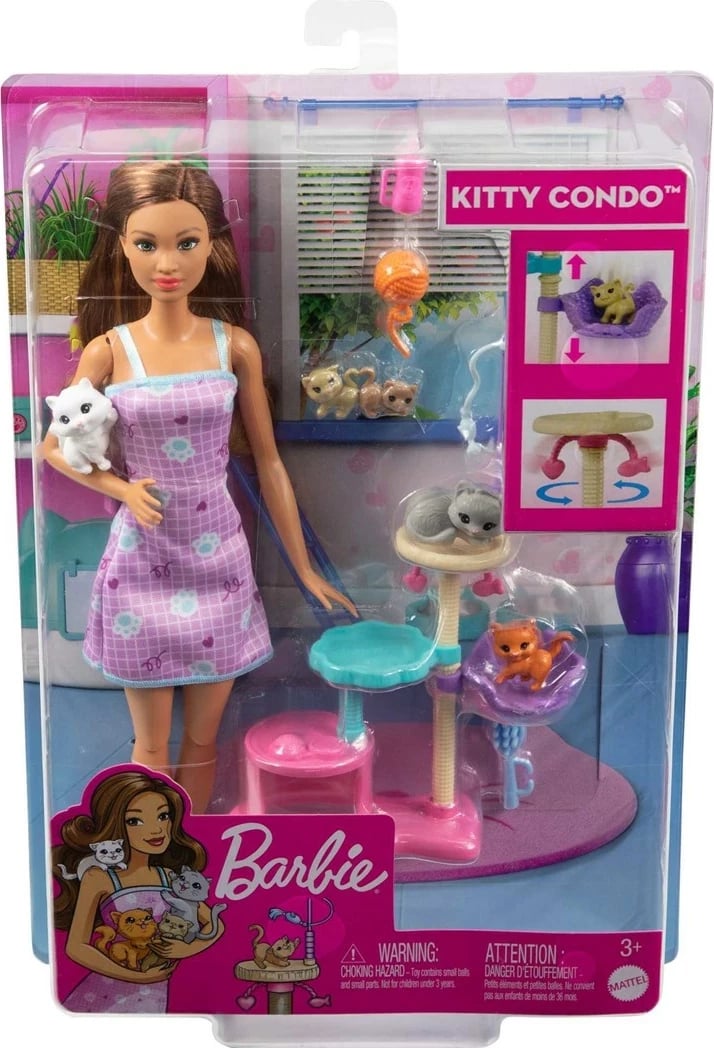 Lodra Barbie Kitty Condo me kafshë, MATTEL, Multi
